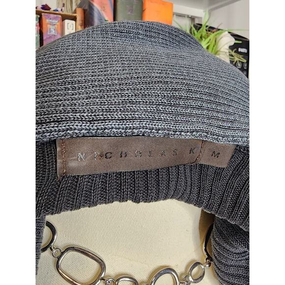 Nicholas K Sweater Oversized Draped Slouchy Thumbhole Apocalyptic Hoodie M - Picture 7 of 8